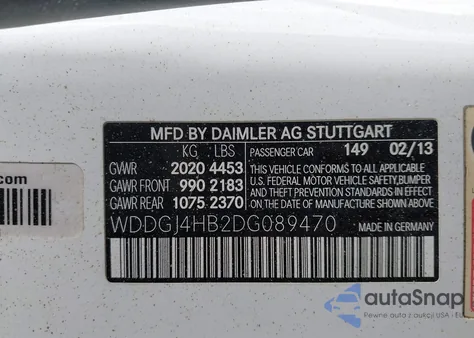 2013 Mercedes-Benz C 250 z USA, uszkodzony, nr VIN WDDGJ4HB2DG089470
